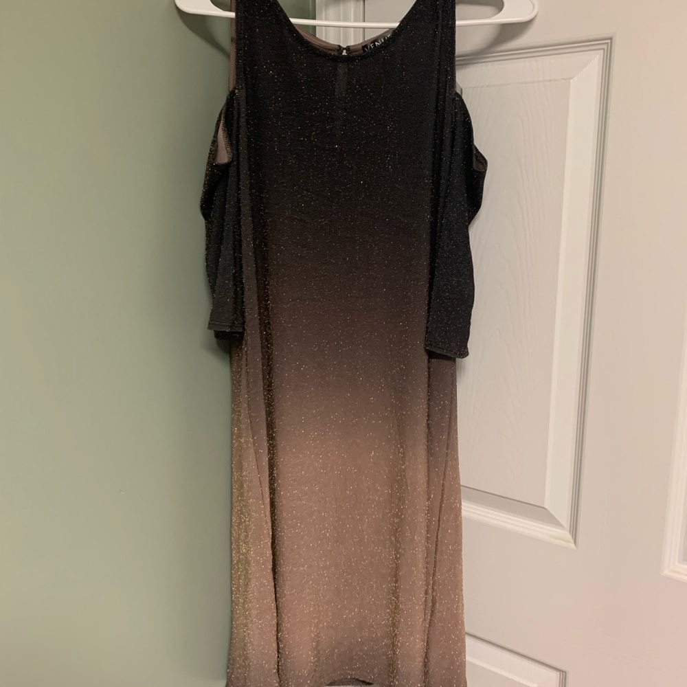 Beautiful shimmery ombré cold shoulder dress